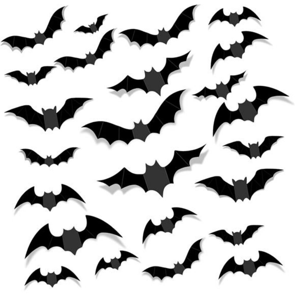 68Pcs Bat Wall Decor, Halloween Decorations 3D Bats Wall Decor Realistic PVC